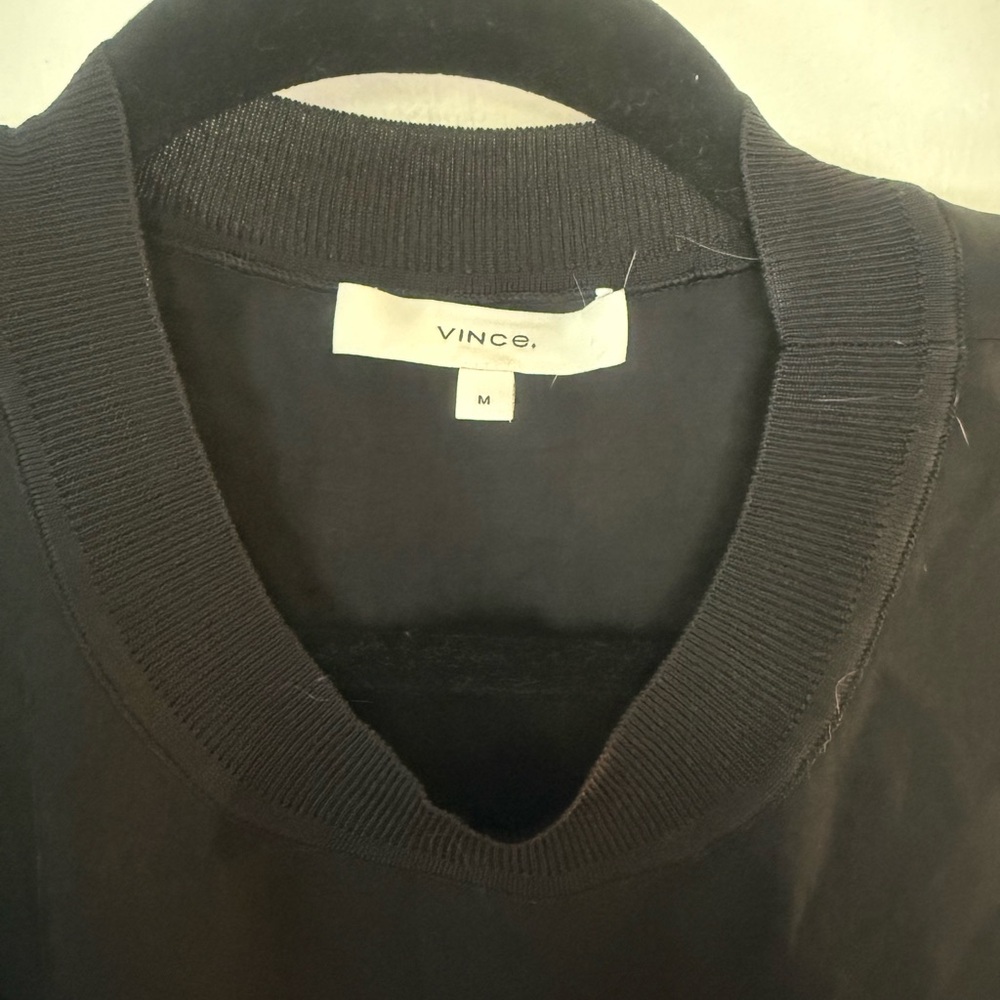 Vince Black Ribbed Collar Top - Picture 3 of 4